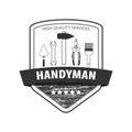 Professional handyman services logo. Set of repair tools. Logo Handyman with wooden texture. Stock vector